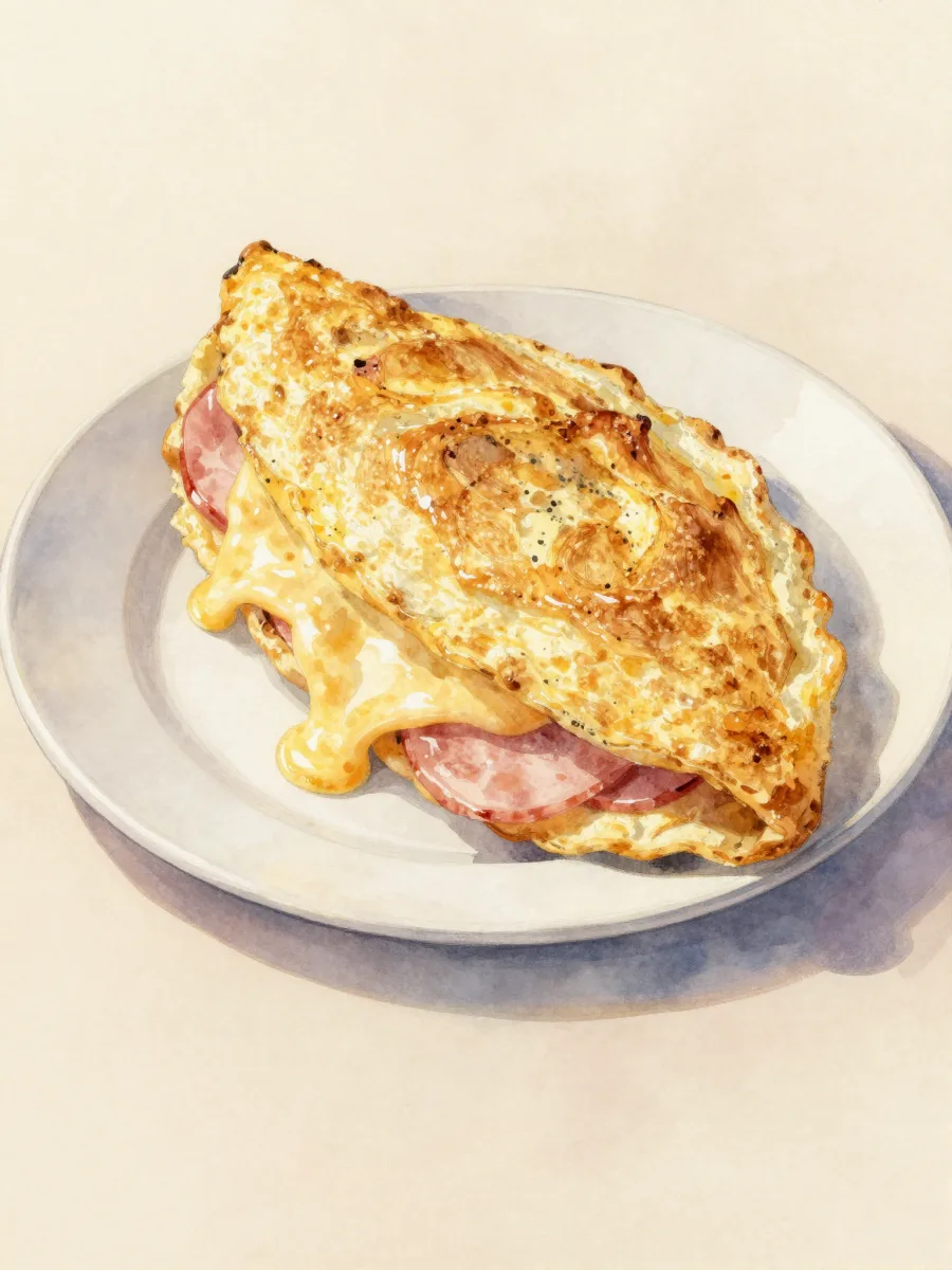 Omelette jamón con queso